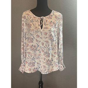 Lucky Brand Floral Blouse - Cream and Blue